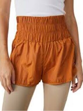 Free People Movement the Way Home High-Waist Smocked Rust Women’s Shorts
